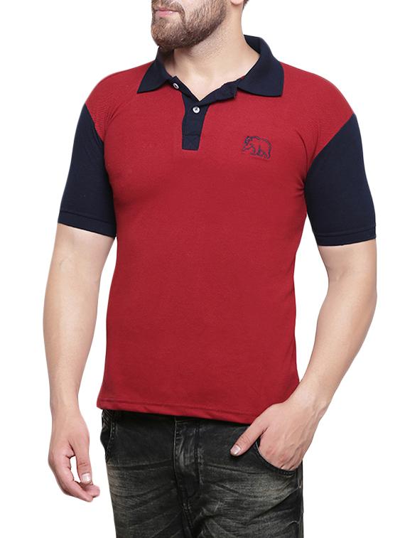 red cotton color block t-shirt - 14173934 - Standard Image - 1
