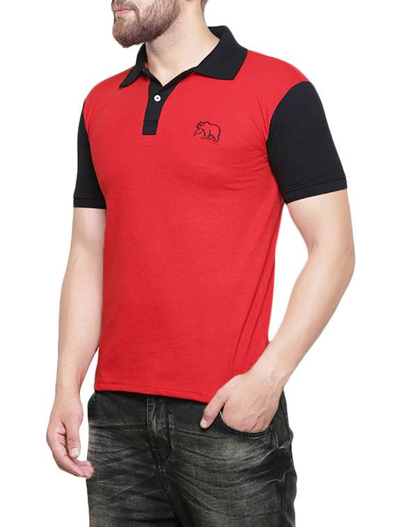 Red Cotton Color Block T-shirt - 14173940 -  Standard Image - 1