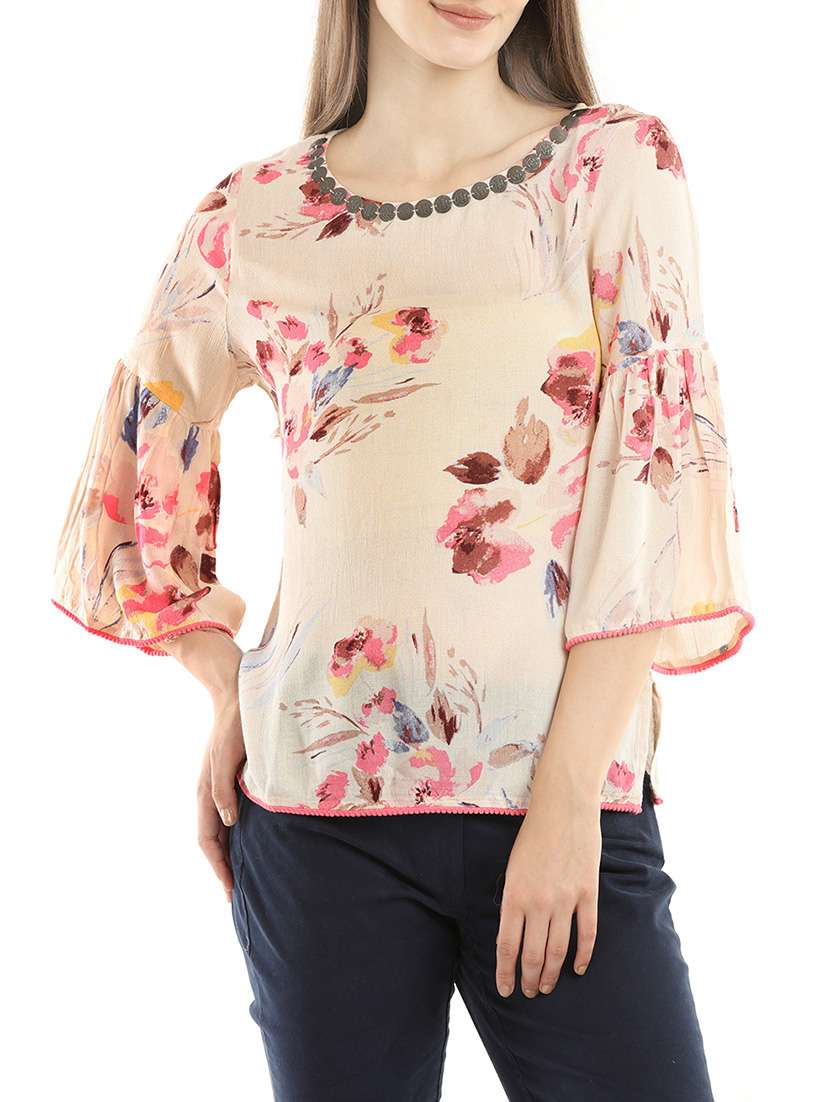 light pink printed viscose top
