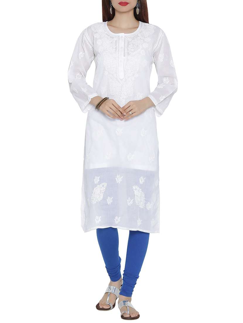 ada white cotton chikankari kurta