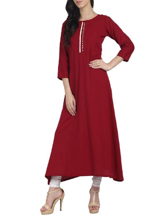 placket detaling a-line kurta