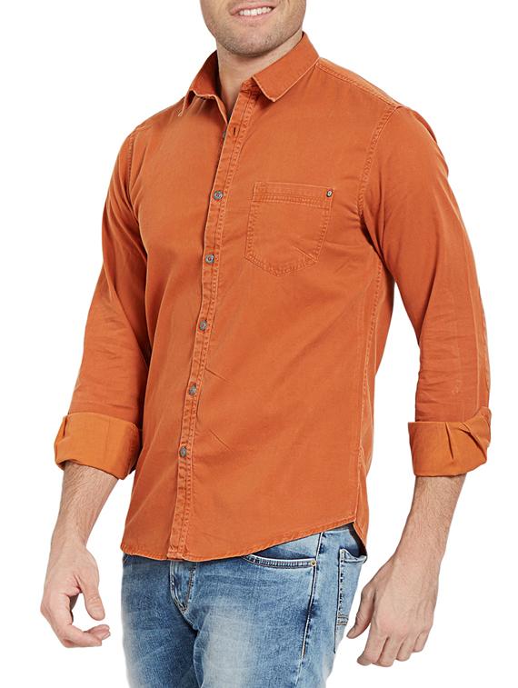 orange cotton casual shirt - 14181533 - Standard Image - 1