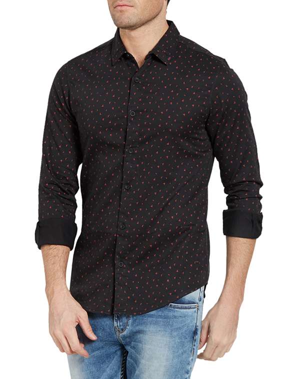 black cotton casual shirt - 14181579 -  Standard Image - 1