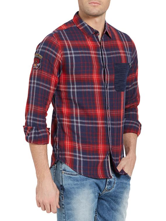 red cotton casual shirt - 14181601 -  Standard Image - 1