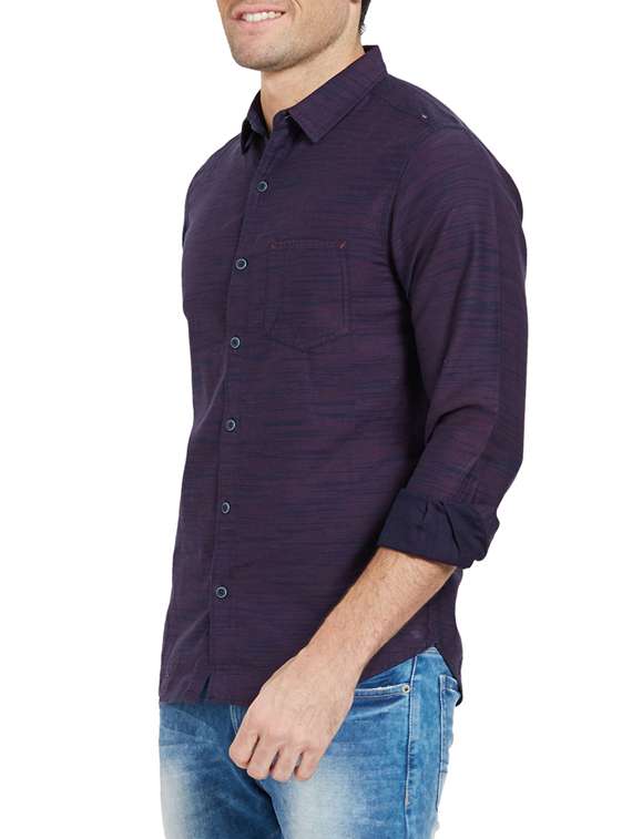 navy blue cotton casual shirt - 14181607 -  Standard Image - 1