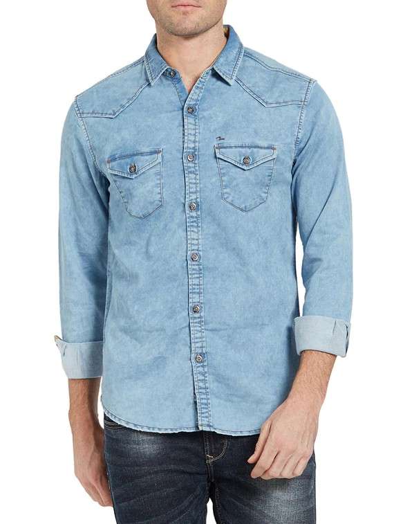 blue denim casual shirt