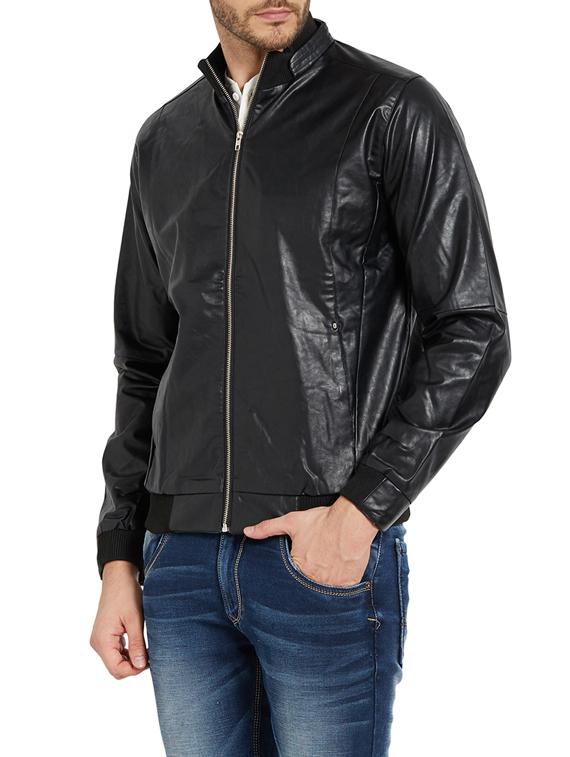 black leather biker jacket - 14181621 -  Standard Image - 1