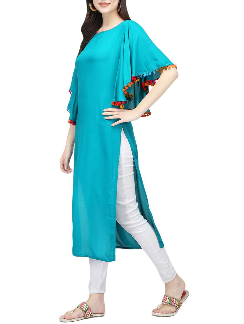 Bat Wing Straight Kurta - 14182898 -  Standard Image - 1