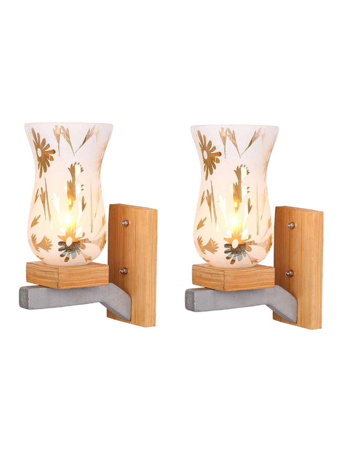 somil vintage glass wall lamp (hand decorative with golden design) set of 2- a23 - 14184930 -  Standard Image - 1