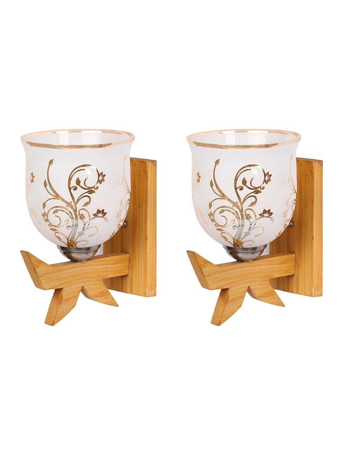 somil vintage glass wall lamp (hand decorative with golden design) set of 2- a26 - 14184933 - Standard Image - 1