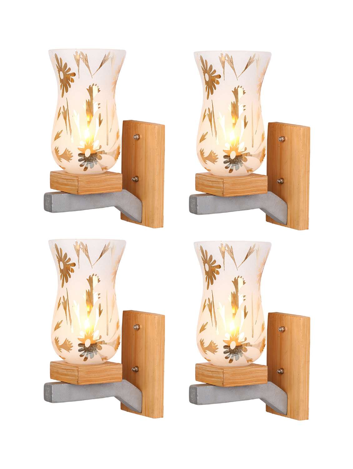 somil vintage glass wall lamp (hand decorative with golden design) set of 4 a37 - 14184944 -  Standard Image - 1