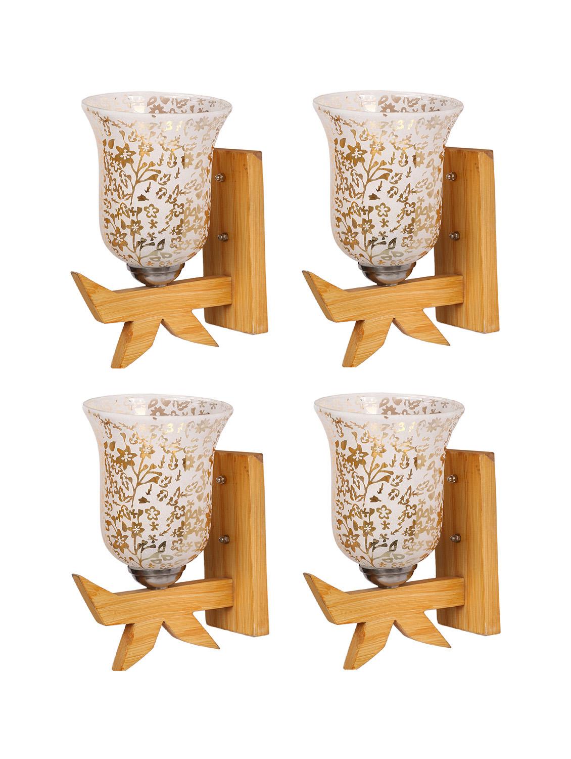 somil vintage glass wall lamp (hand decorative with golden design) set of 4 a41 - 14184948 - Standard Image - 1