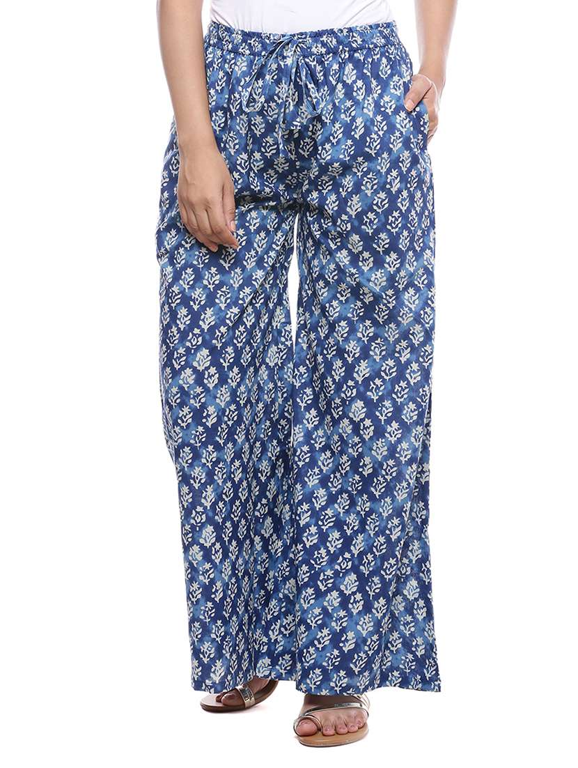 blue printed cotton palazzo