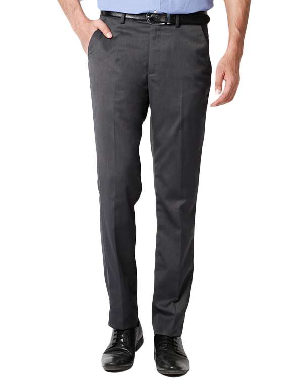 grey cotton blend formal trouser