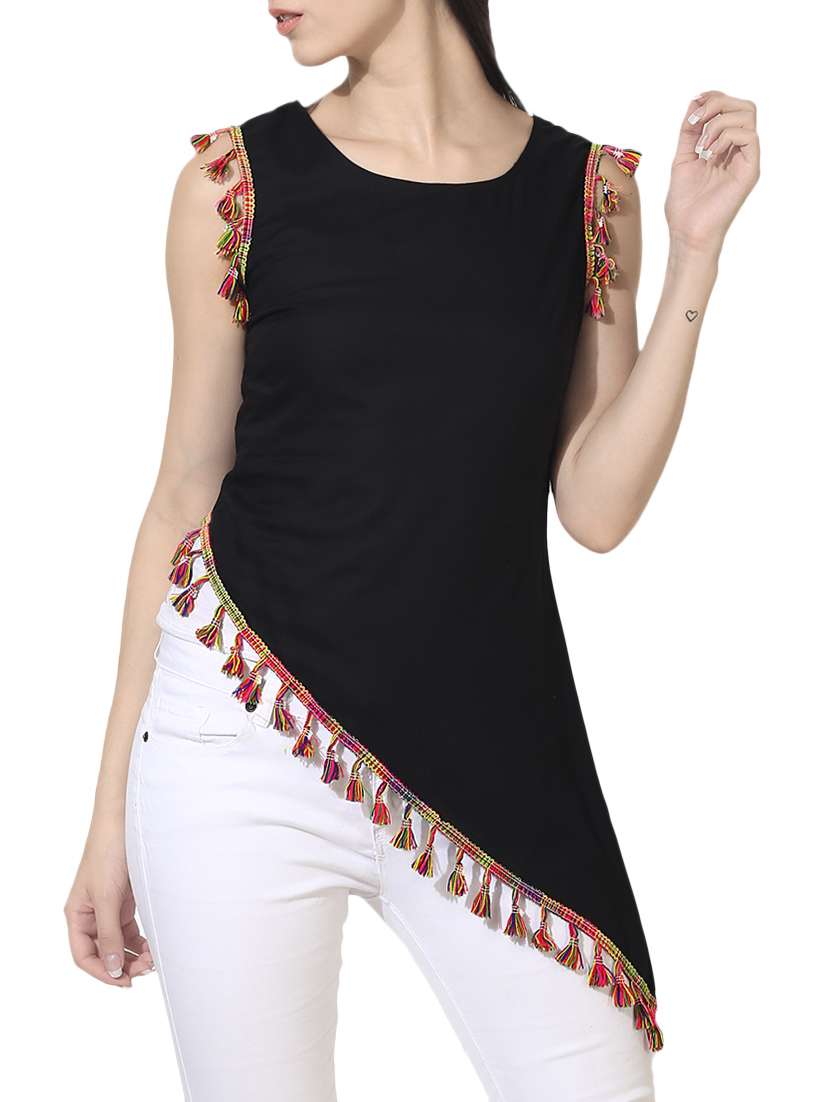 women's asymmetric round neck top - 14188927 - Zoom Image - 0