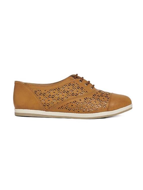 tan faux leather laceup casual shoes - 14189768 -  Standard Image - 1