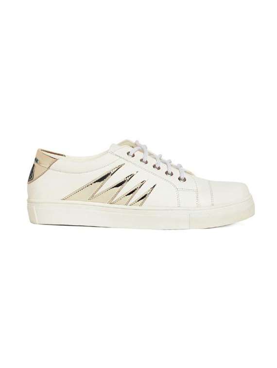 white faux leather laceup sneakers - 14189805 -  Standard Image - 1
