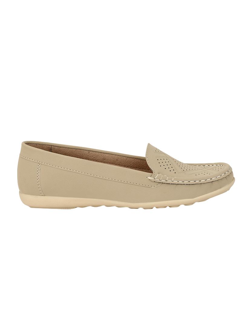 beige leatherette slip on loafers - 14193172 -  Standard Image - 1
