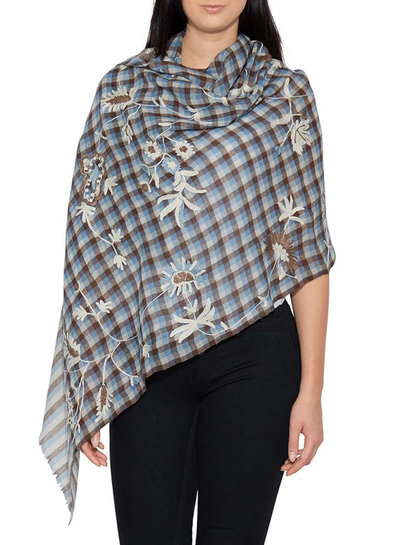 women's checks print stole