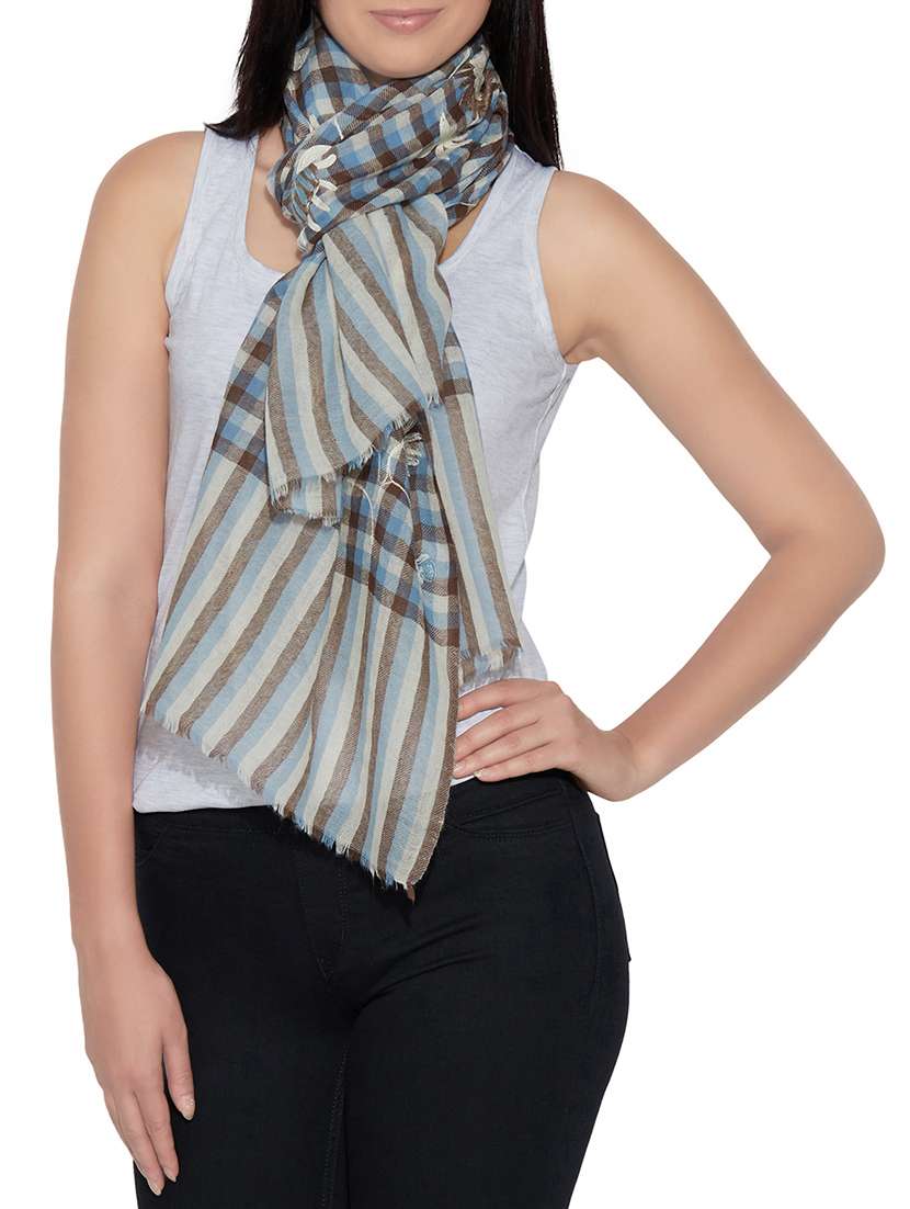 women's checks print stole - 14195456 -  Standard Image - 1