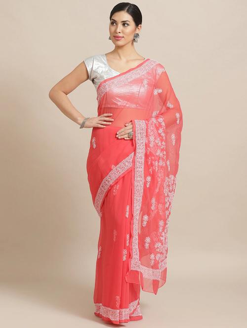 ada pink chikankari saree - 14196083 - Standard Image - 0