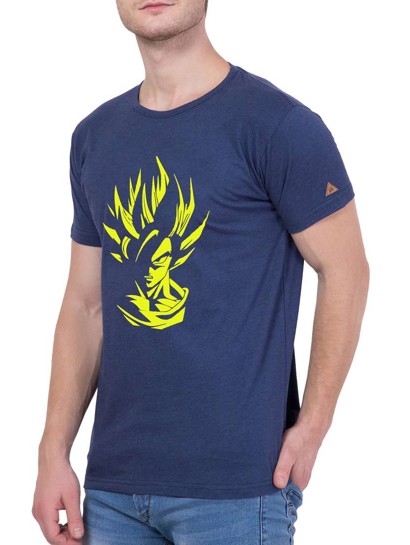 navy blue cotton chest print t-shirt - 14205502 - Standard Image - 1