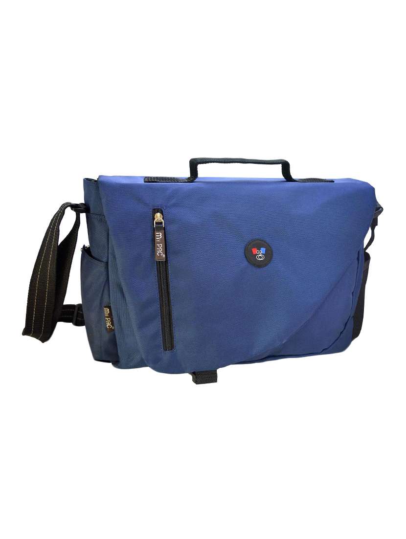 blue polyester messenger bag