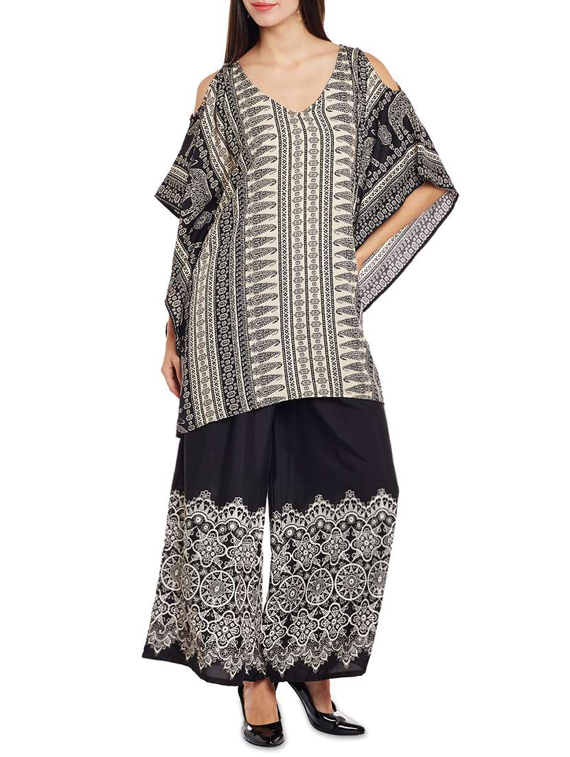 cold shoulder monochrome kaftan 
