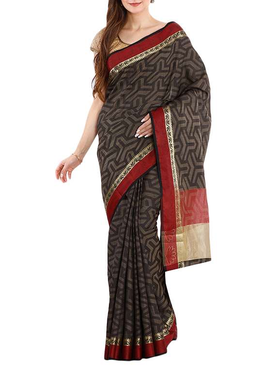 the chennai silks black jute saree with blouse
