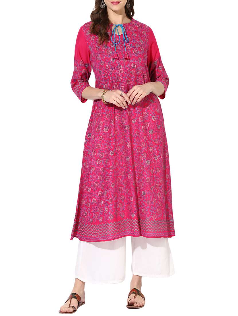 pink cotton flared kurta
