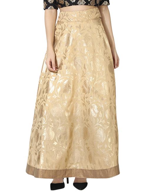beige silk blend flared skirt - 14212319 - Standard Image - 0