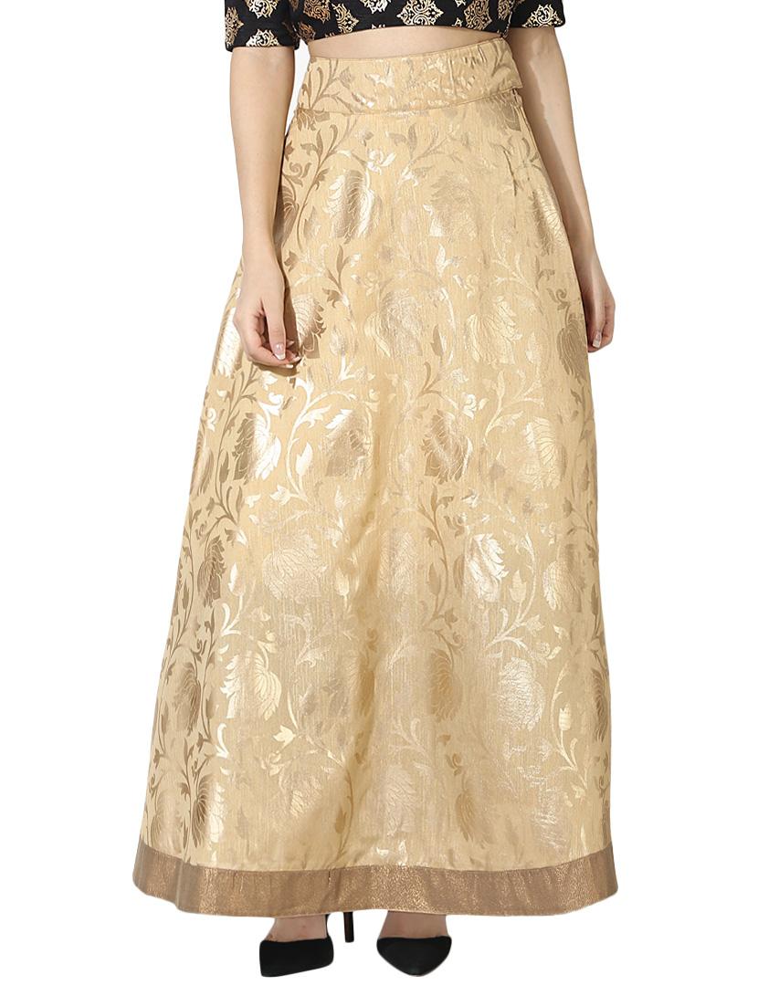 beige silk blend flared skirt - 14212319 - Zoom Image - 0