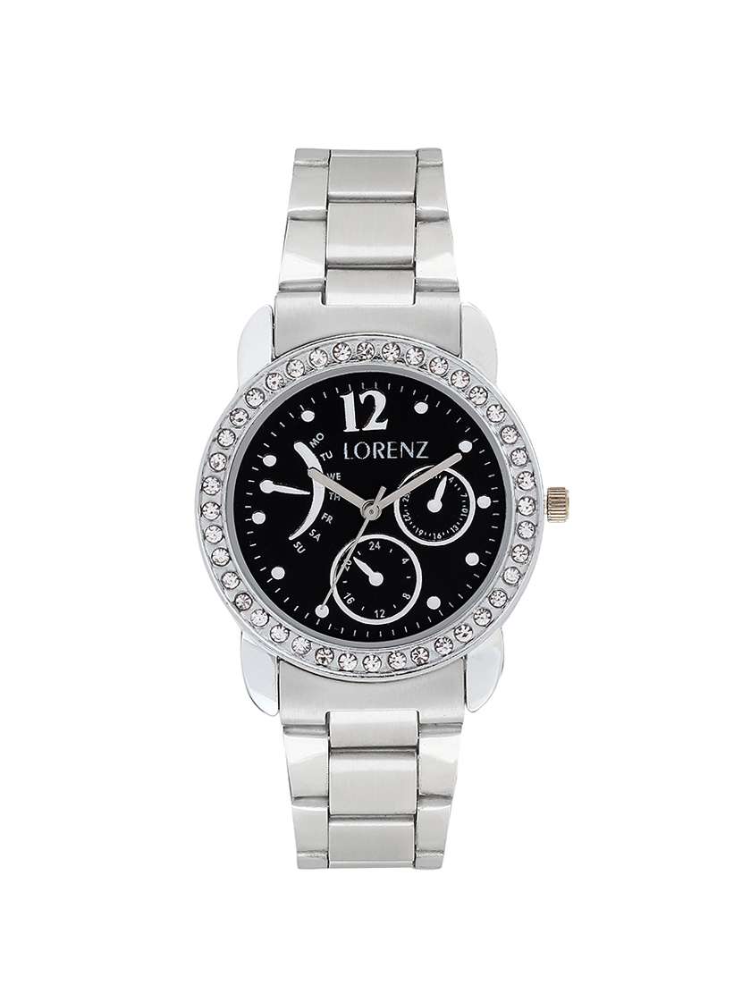 lorenz as-11 new metallic black chrono style dial casual analog