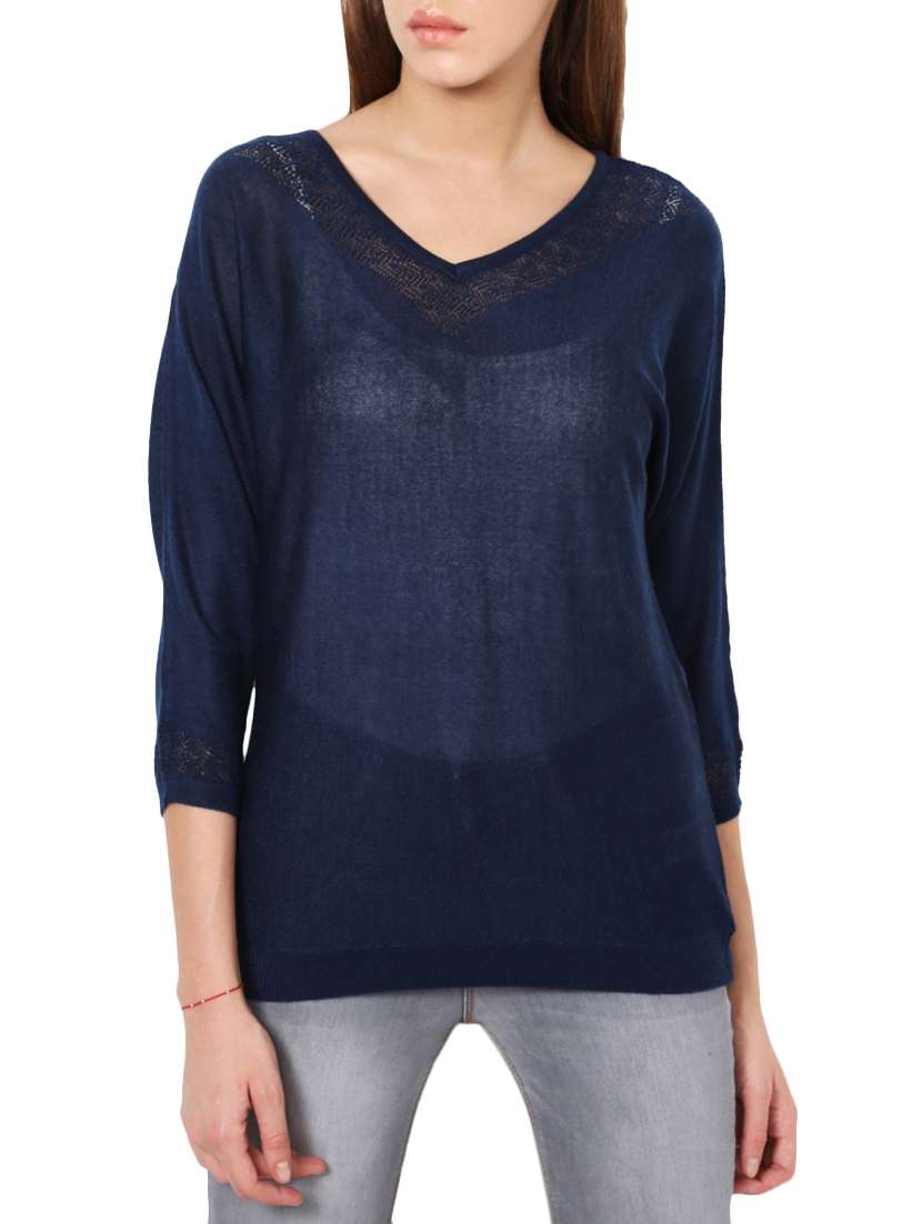 navy blue acrylic pullover