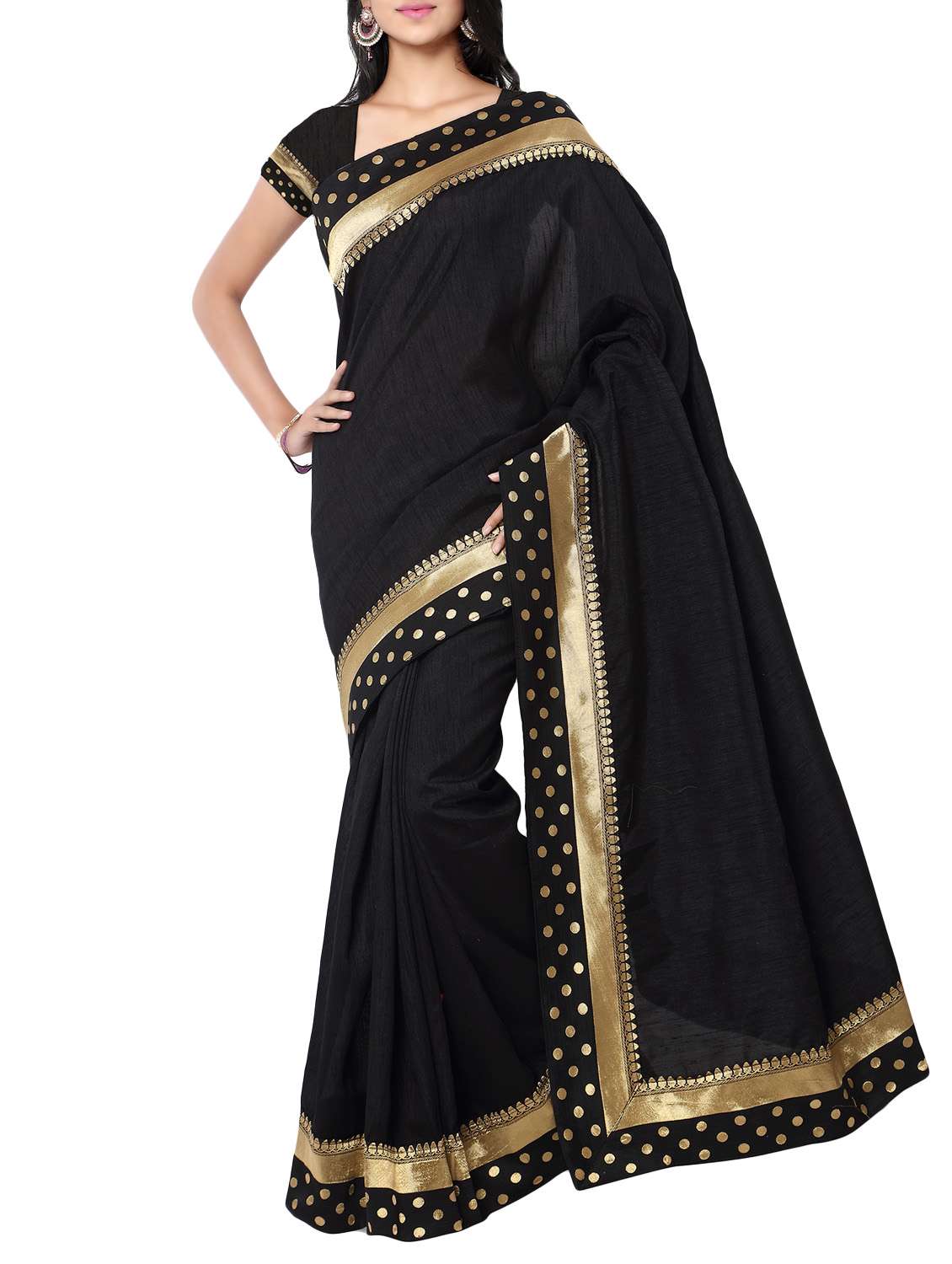 black art silk bordered saree