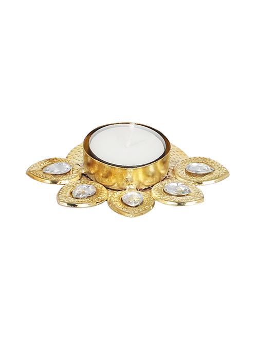 golden with white stone tea light candle holder - 14215303 -  Standard Image - 0