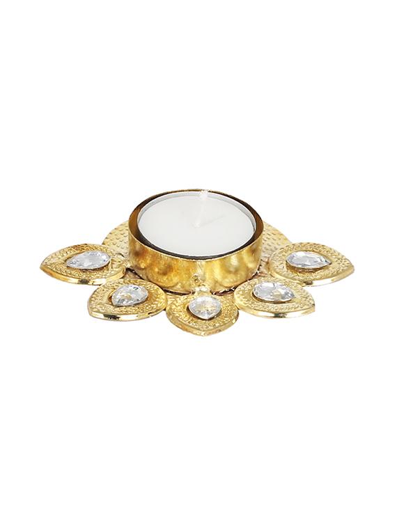 golden with white stone tea light candle holder - 14215303 -  Zoom Image - 0