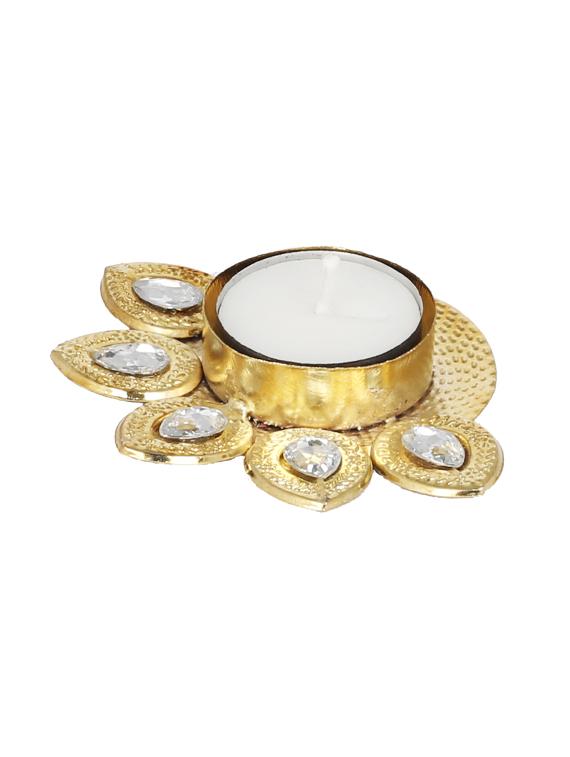 golden with white stone tea light candle holder - 14215303 - Standard Image - 1