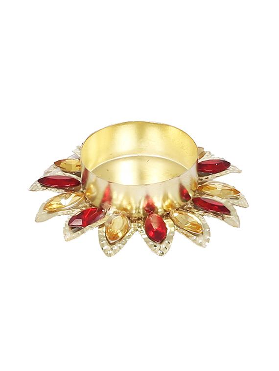 red & yellow stone tea light candle holder - 14215324 - Standard Image - 1