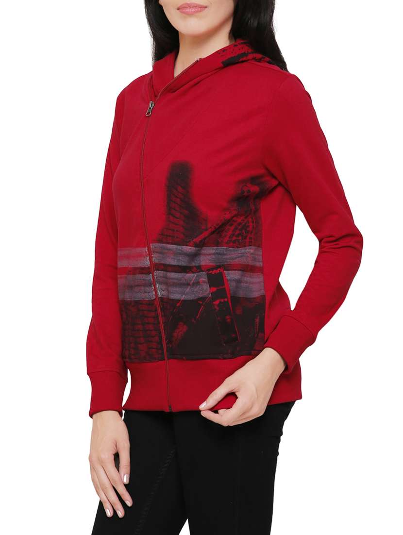 red cotton hooded sweatshirt - 14221206 - Standard Image - 1