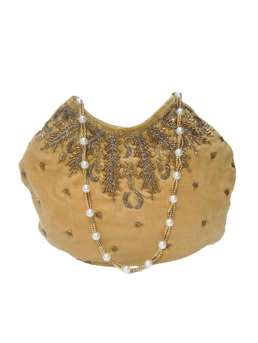 gold silk ethnic potli