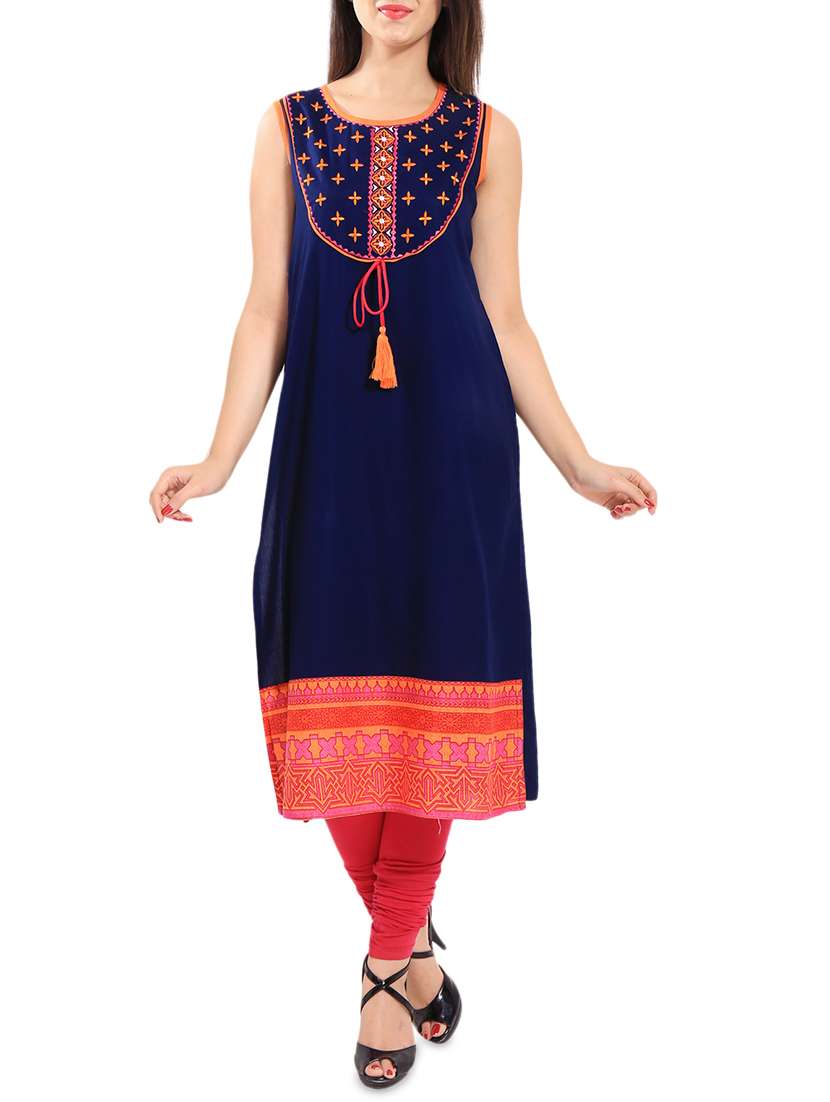 blue rayon straight kurta
