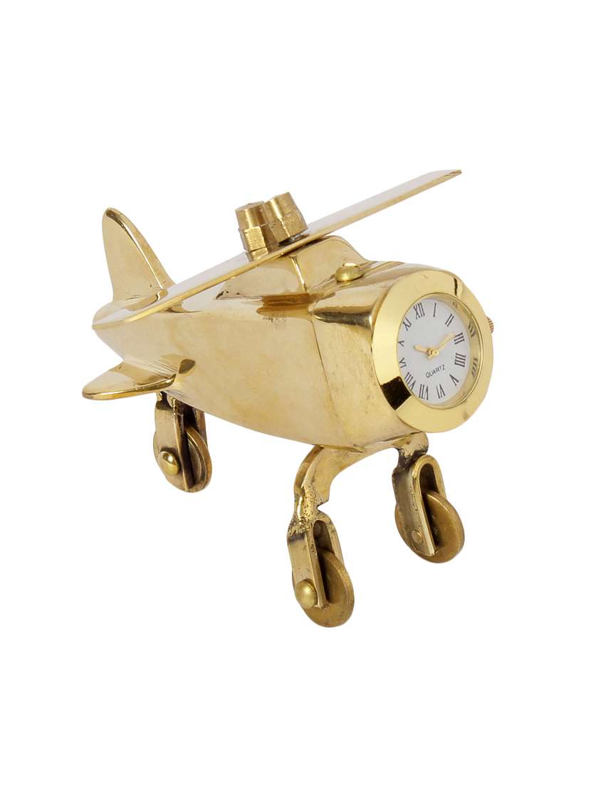 brass antique finish aeroplane table clock