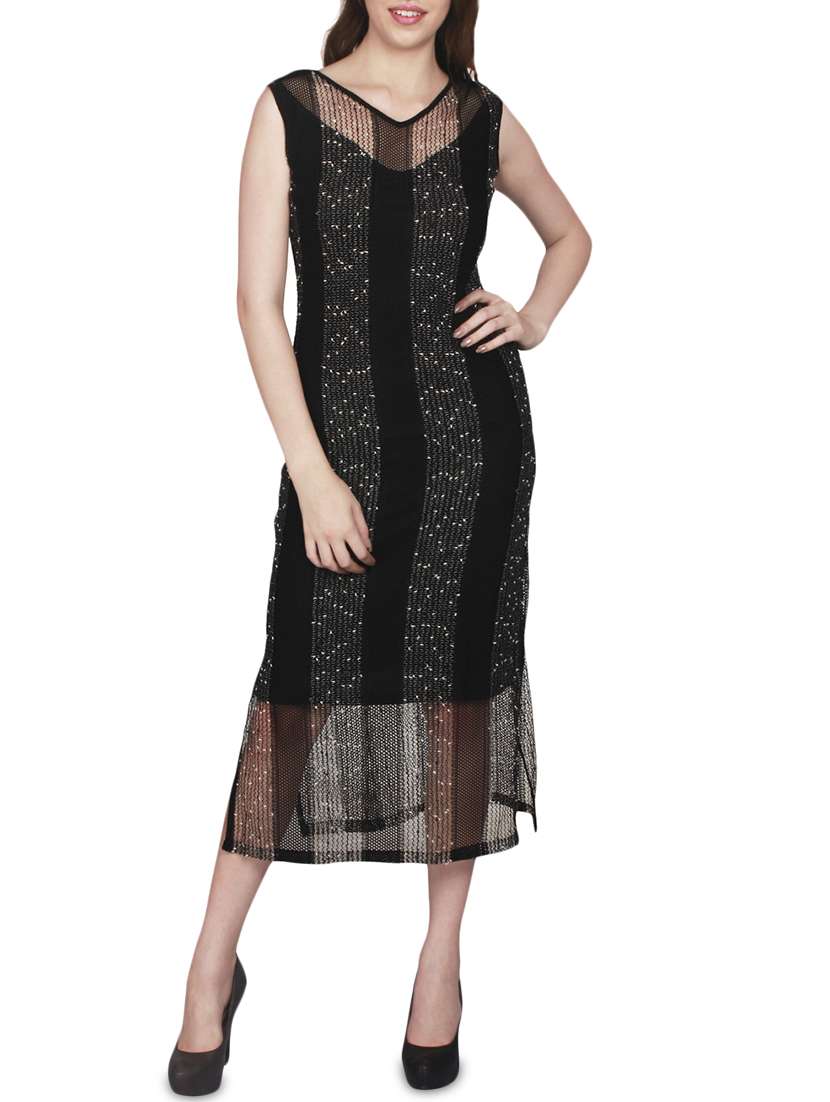 black lace cotton knit dress