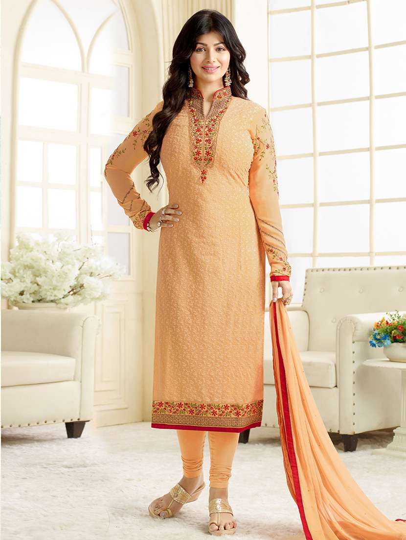 embroidered unstitched churidaar suit