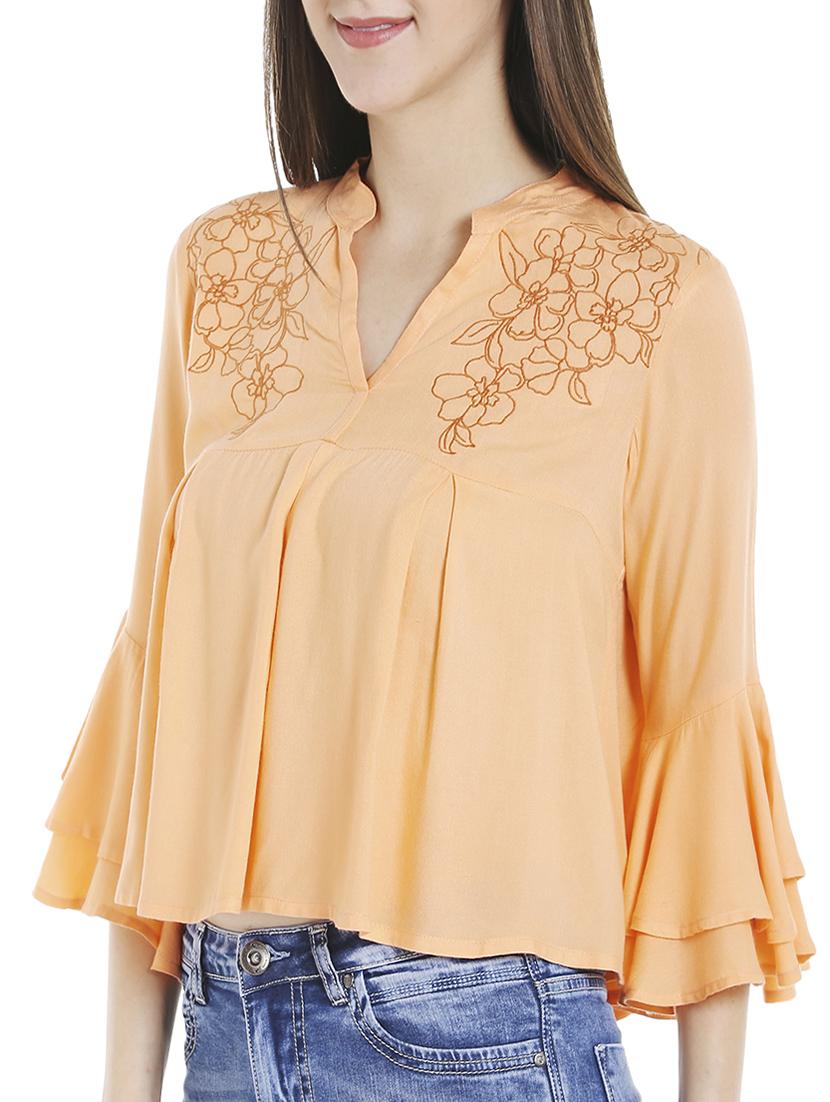 orange rayon casual top - 14227284 - Standard Image - 1