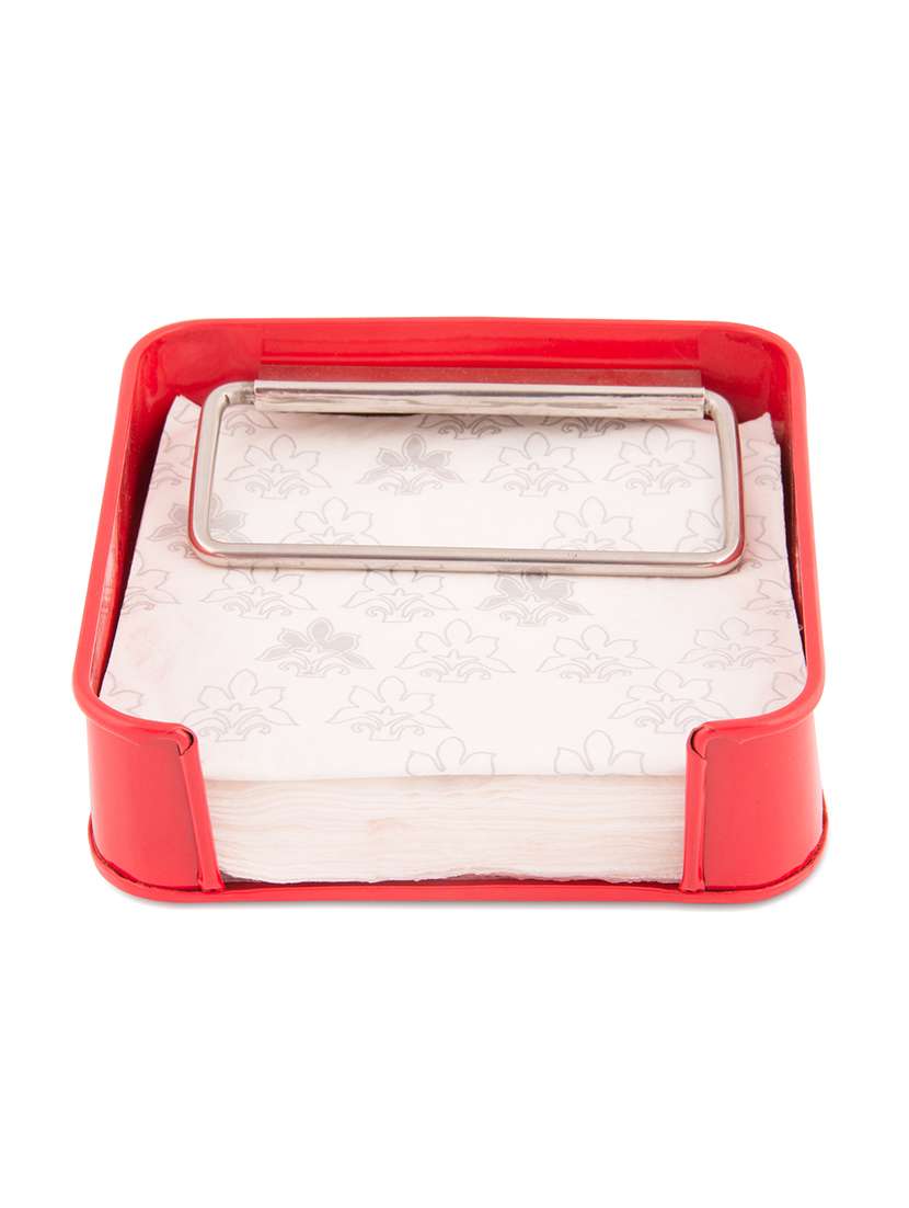 elan all weather stainless steel tissue paper holder with a stainless steel clamp, red