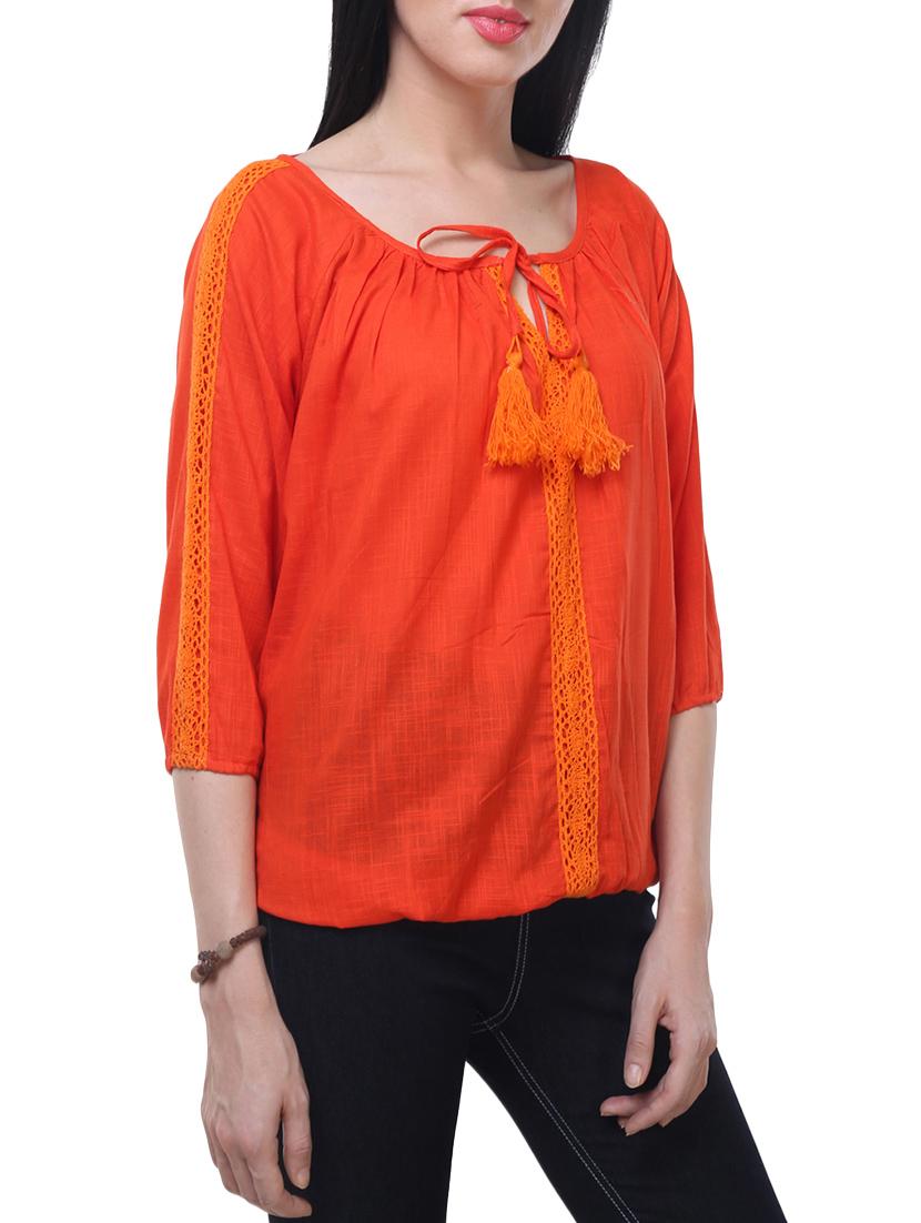 orange cotton blouson top - 14228985 - Standard Image - 1