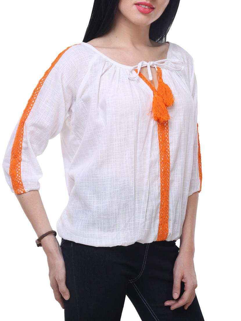 white cotton blouson top - 14228988 - Standard Image - 1