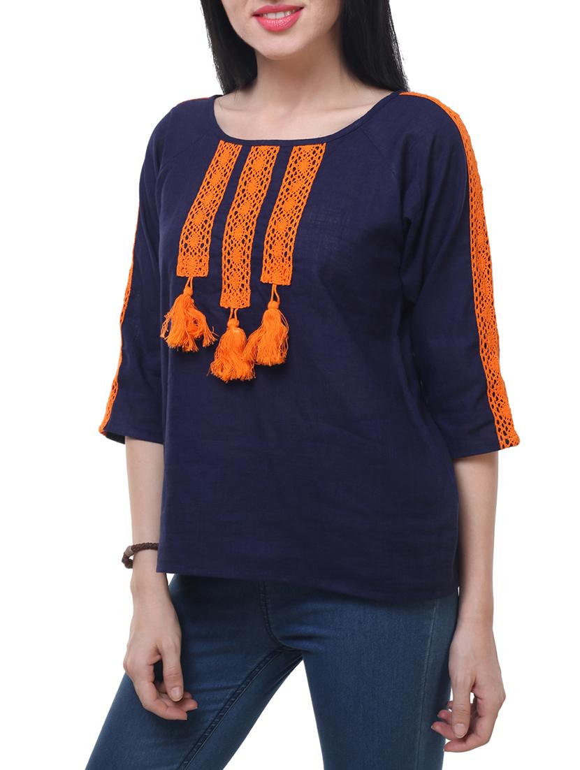 navy blue cotton top - 14228989 - Standard Image - 1